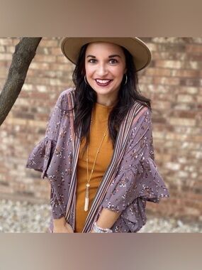 Matilda Jane Along the Way Floral Print Kimono Cardigan Size XS/S Mauve